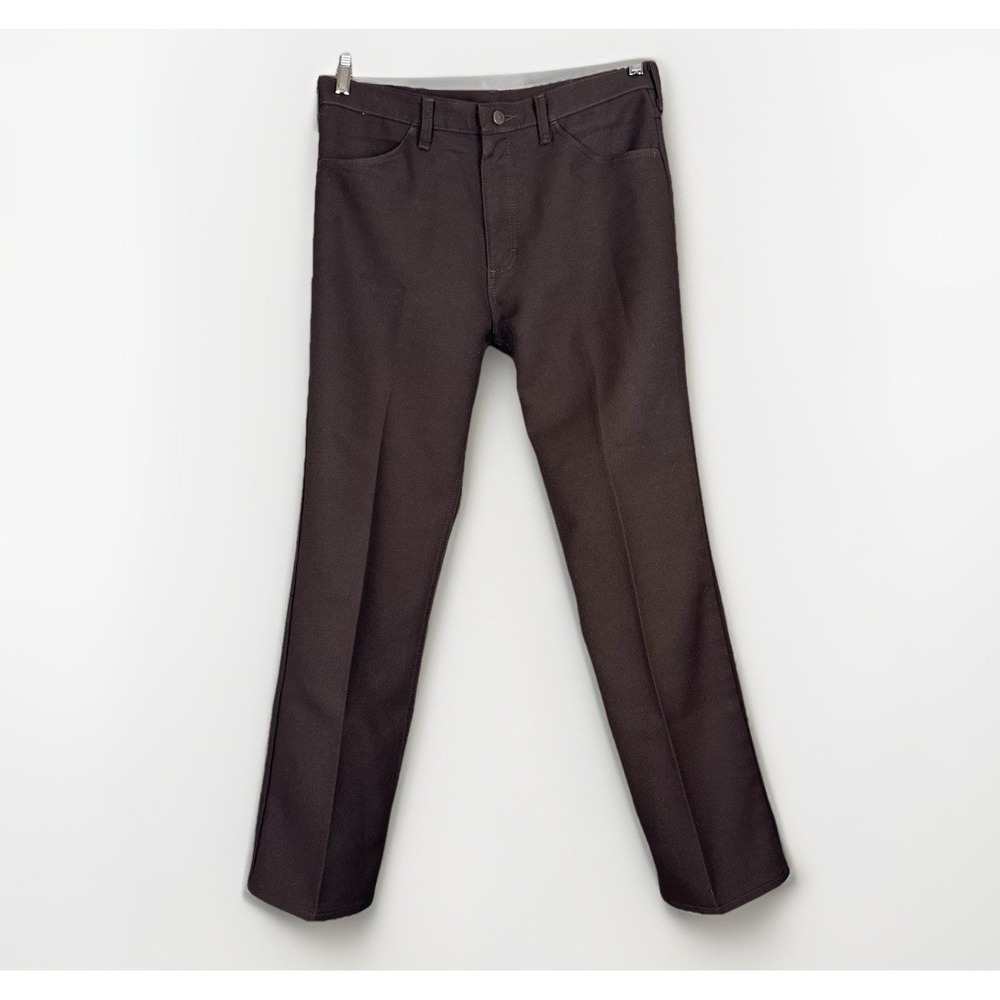 VTG Wrangler Regular Boot Fit Dress Pants Mens W34 L30 Brown Poly Twill 00082BN
